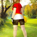 tall cosplay girl with endless legs posing bottomless picture 3